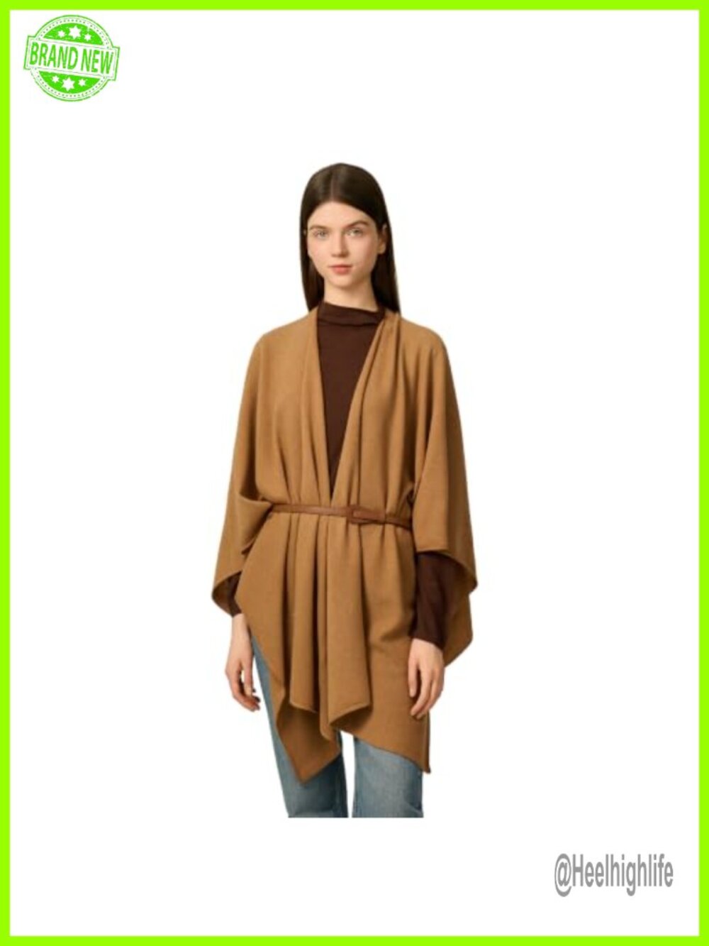 Wool Cashmere Blend Shawl Wrap Women Knitted Open Front Poncho Cape